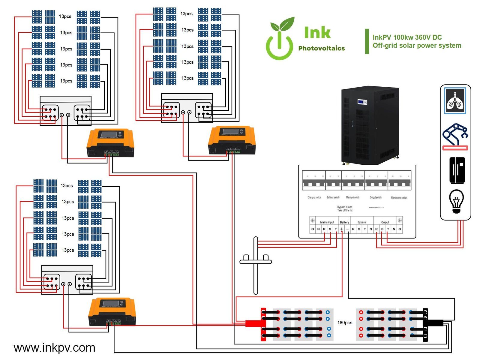 100kw solar power system connection drawing