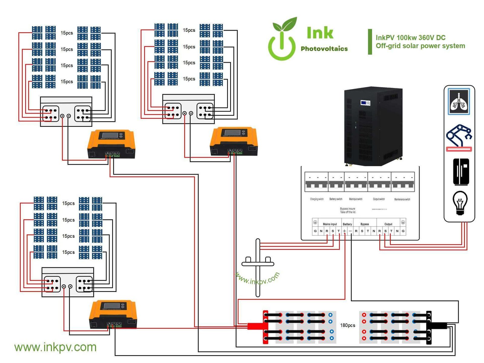 100KW Hybrid Three Phase Inverter Connection drawing (1)